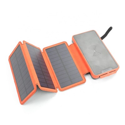 Polycrystalline 3pcs panel waterproof foldable 20000mah wireless charging solar power bank